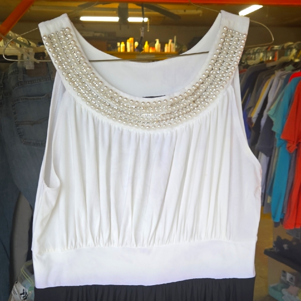 Haani White Sleeveless Blouse with Pearl Details